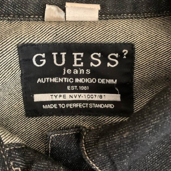 Guess USA Jeans Denim Trucker Jacket Retro 90s Black Women’s XL Button - Picture 10 of 14